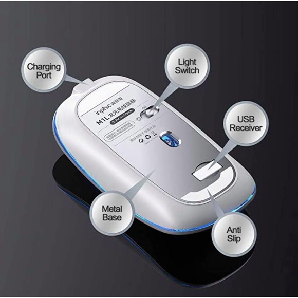 Wireless Mouse, Rechargeable 2.4G PC Laptop Cordless Mice Silent Click, Mac - Picture 5 of 5